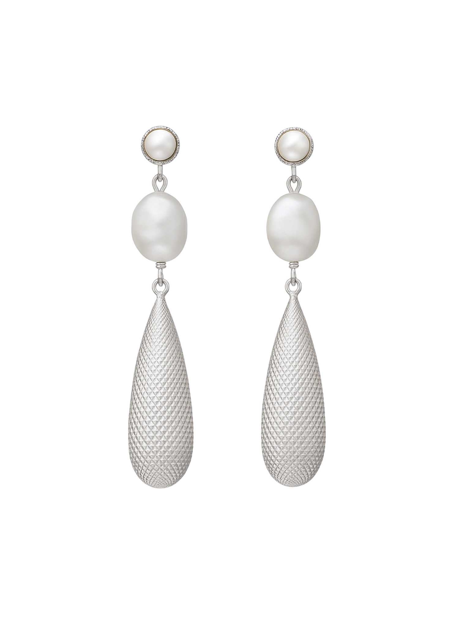 Ava pearl earrings silver